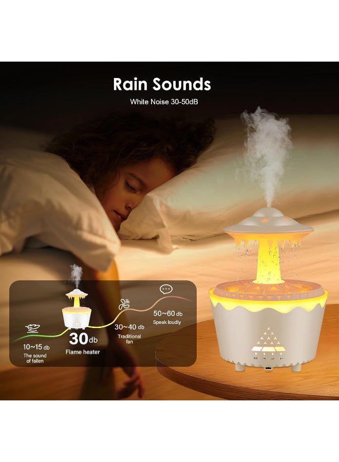 Rain Cloud Humidifier, Night Light Diffuser with Remote Waterfall, Cloud Rain Aromatherapy Essential Oil Diffuser, White Noise Air Humidifiers with 7 Colors LED Changing Lamp for Bedroom Desk - Image 5